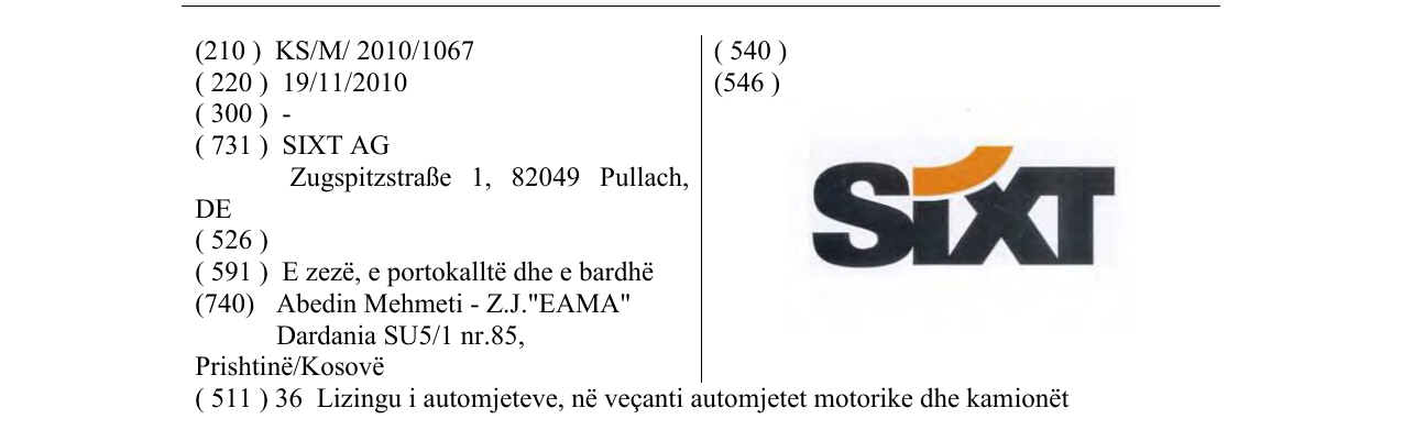 Zëri i markës SIXT në buletin