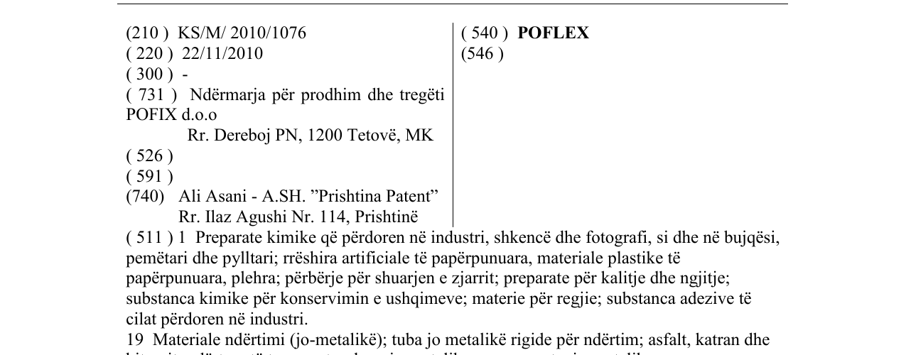 Zëri i markës POFLEX në buletin