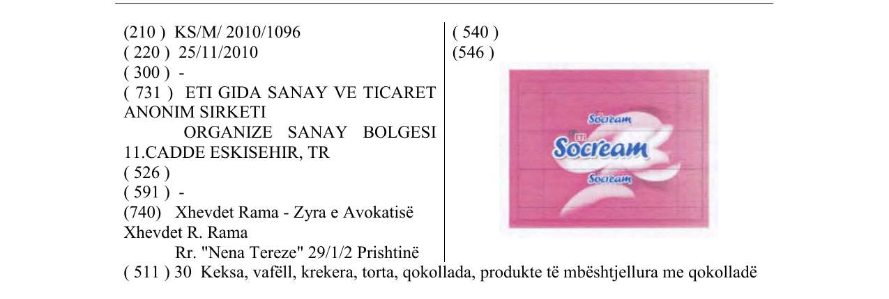 Zëri i markës Socream në buletin