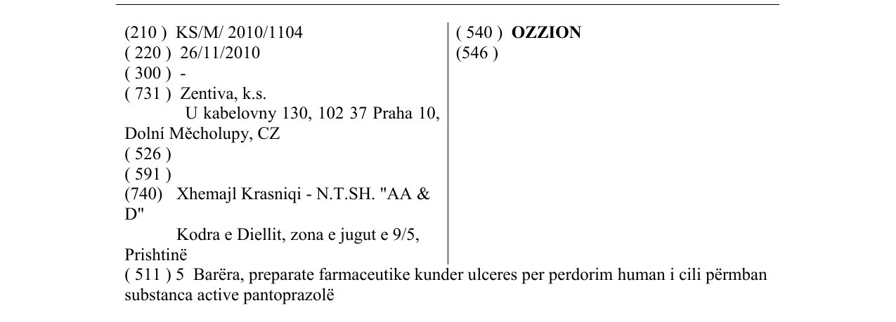 Zëri i markës OZZION në buletin