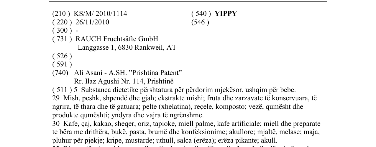 Zëri i markës YIPPY në buletin