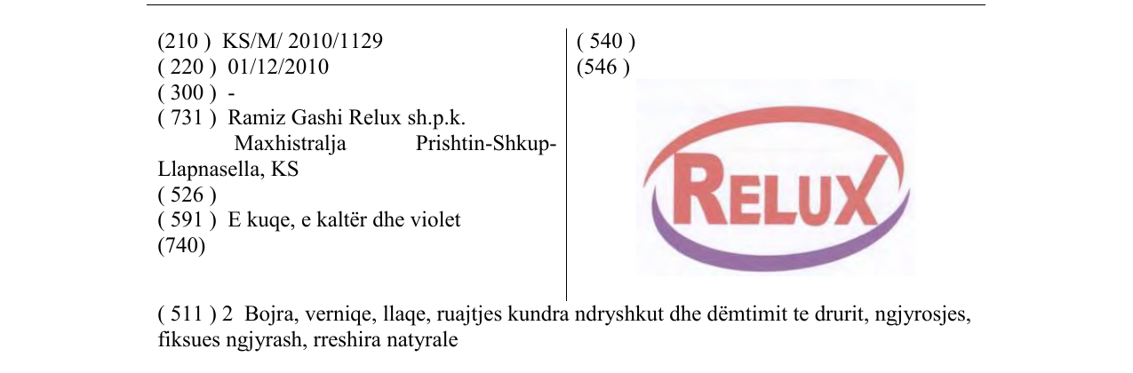 Zëri i markës Relux në buletin