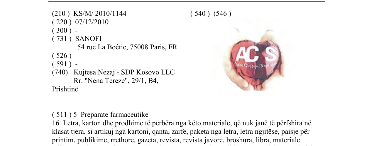 Zëri i markës AC S në buletin