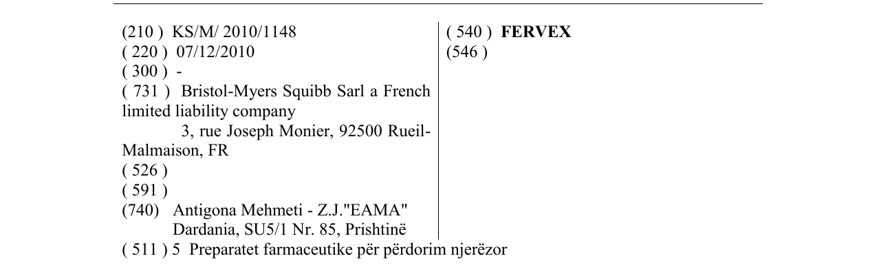 Zëri i markës FERVEX në buletin