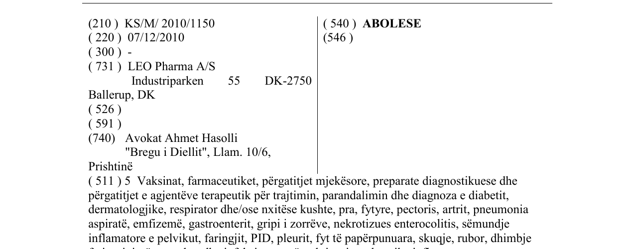 Zëri i markës ABOLESE në buletin