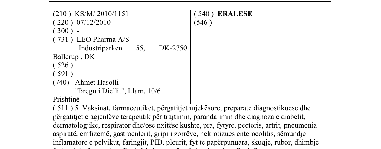 Zëri i markës ERALESE në buletin
