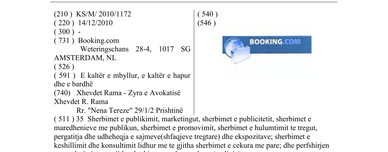 Zëri i markës BOOKING.COM në buletin