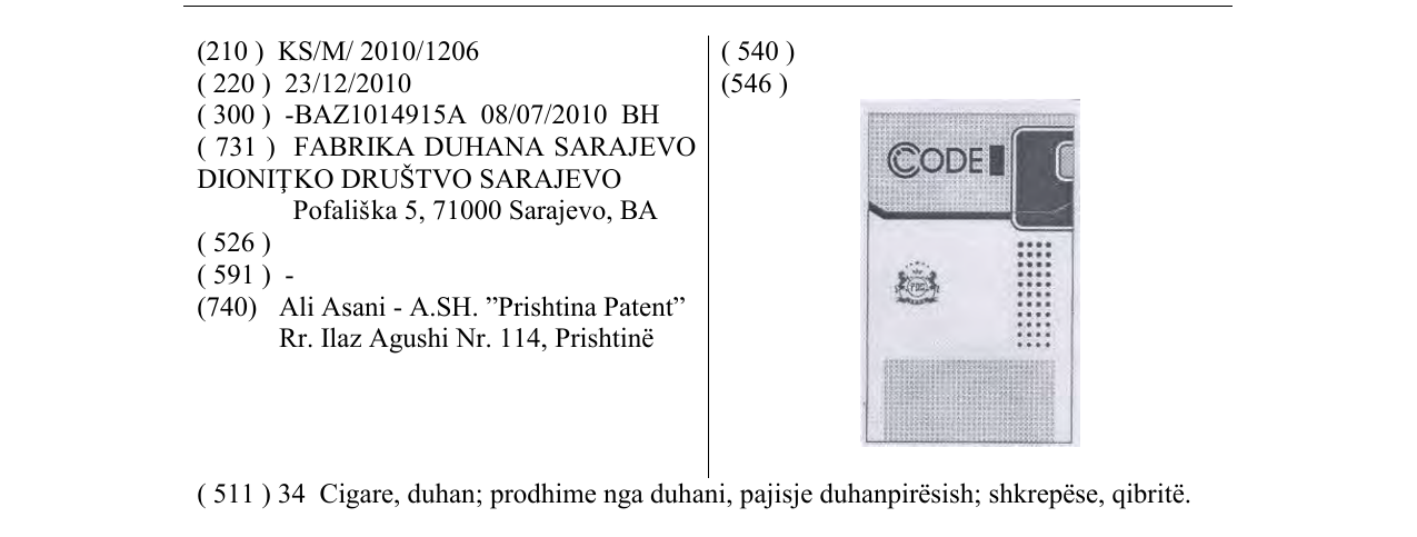 Zëri i markës CODE në buletin