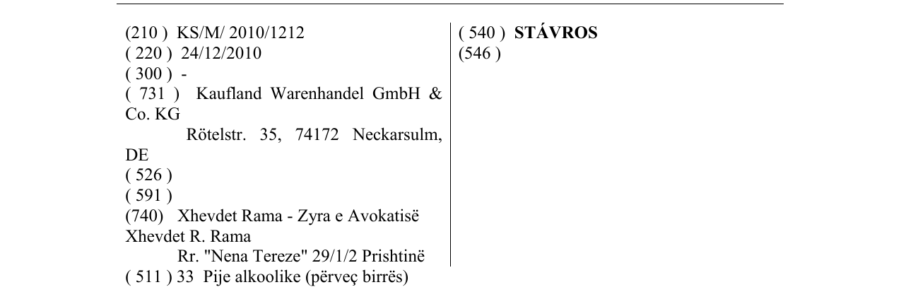 Zëri i markës STÁVROS në buletin