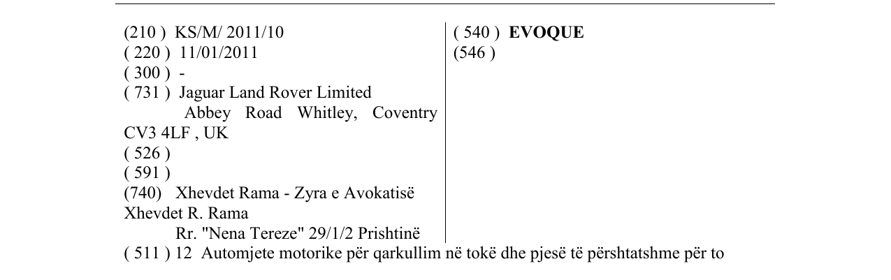 Zëri i markës EVOQUE në buletin