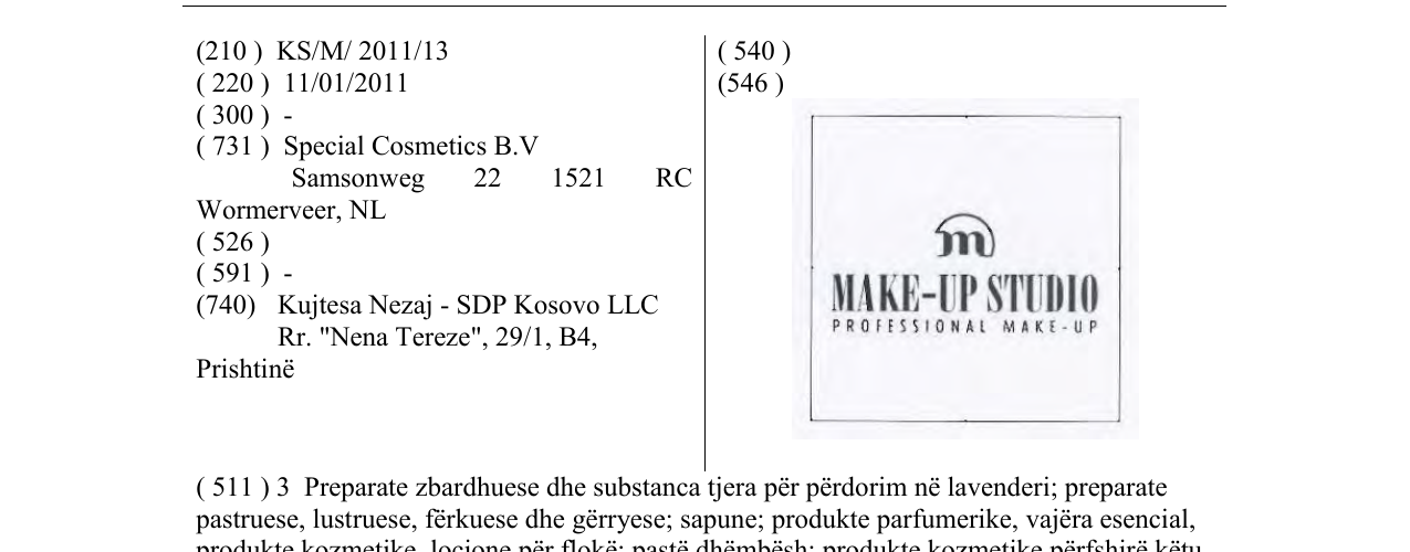Zëri i markës MAKE-UP STUDIO në buletin