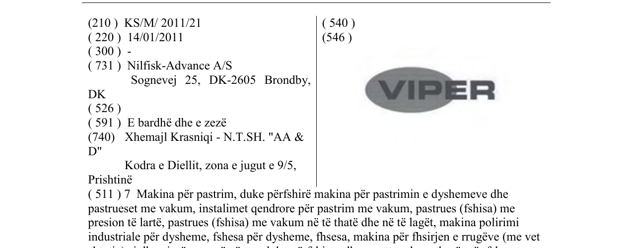 Zëri i markës VIPER në buletin