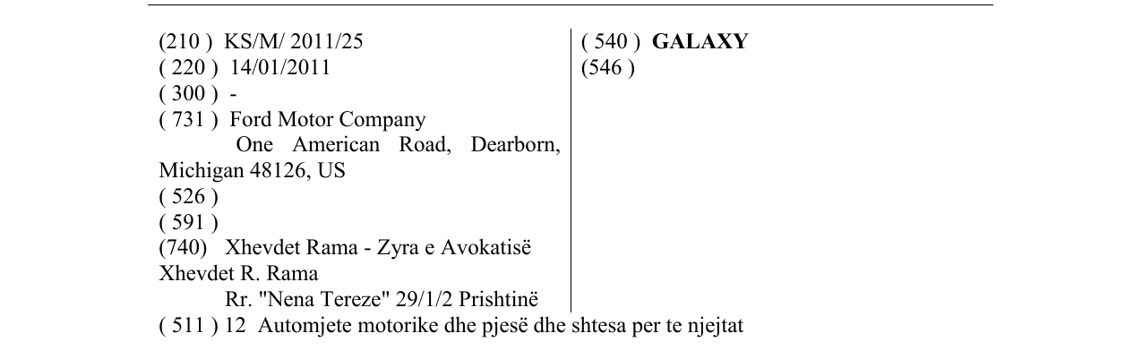 Zëri i markës GALAXY në buletin