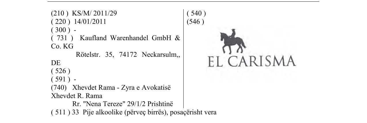Zëri i markës EL CARISMA në buletin