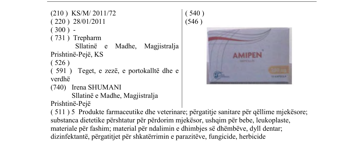 Zëri i markës AMIPEN në buletin
