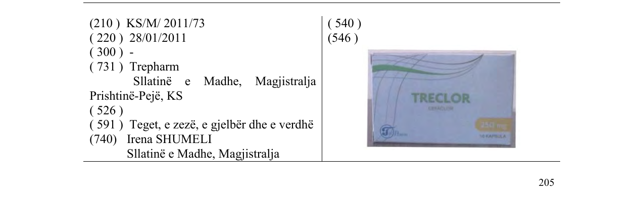 Zëri i markës TRECLOR në buletin