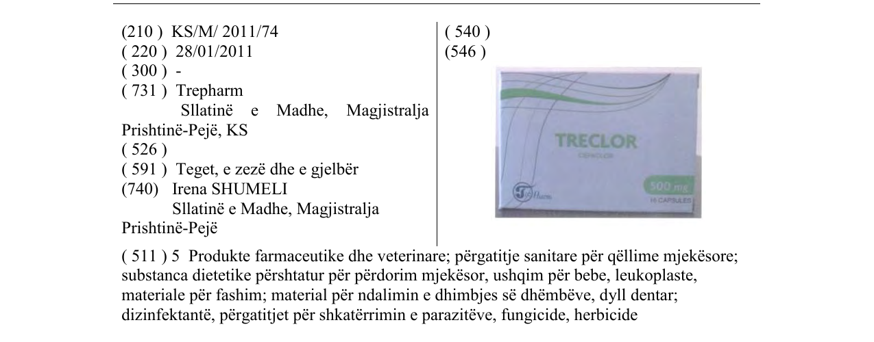 Zëri i markës TRECLOR në buletin
