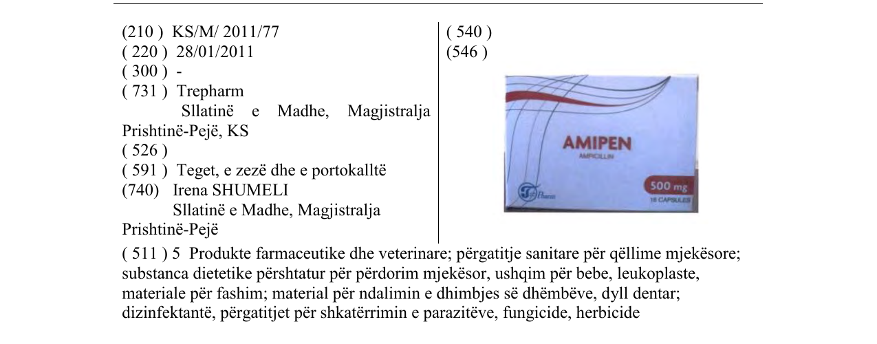 Zëri i markës AMIPEN në buletin
