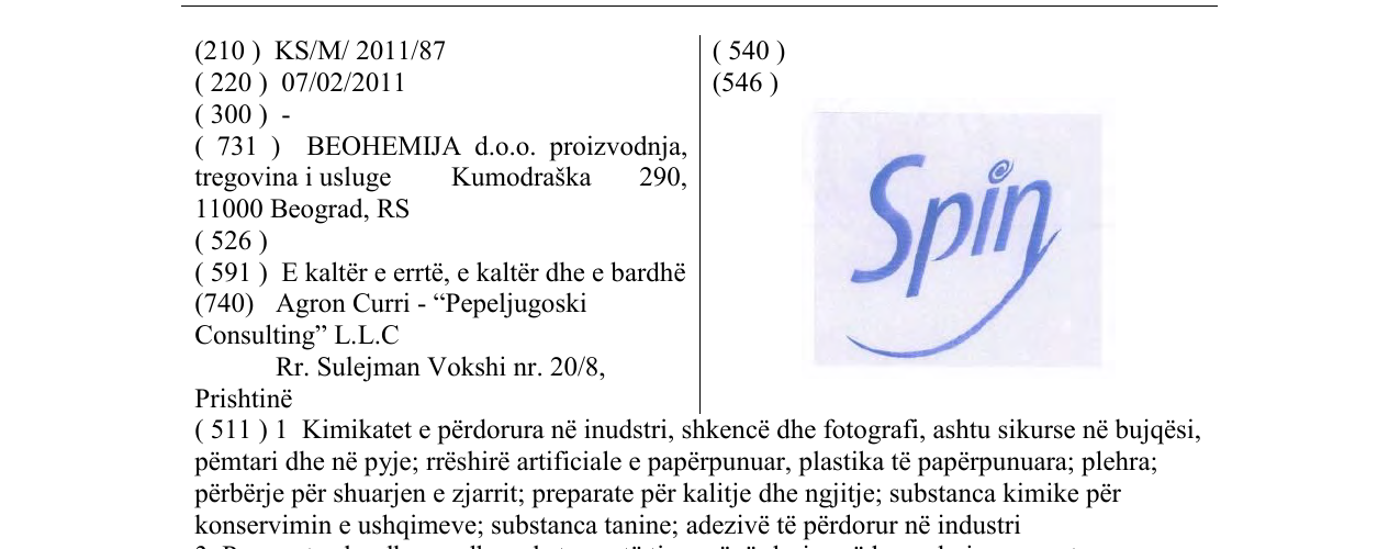 Zëri i markës Spin në buletin