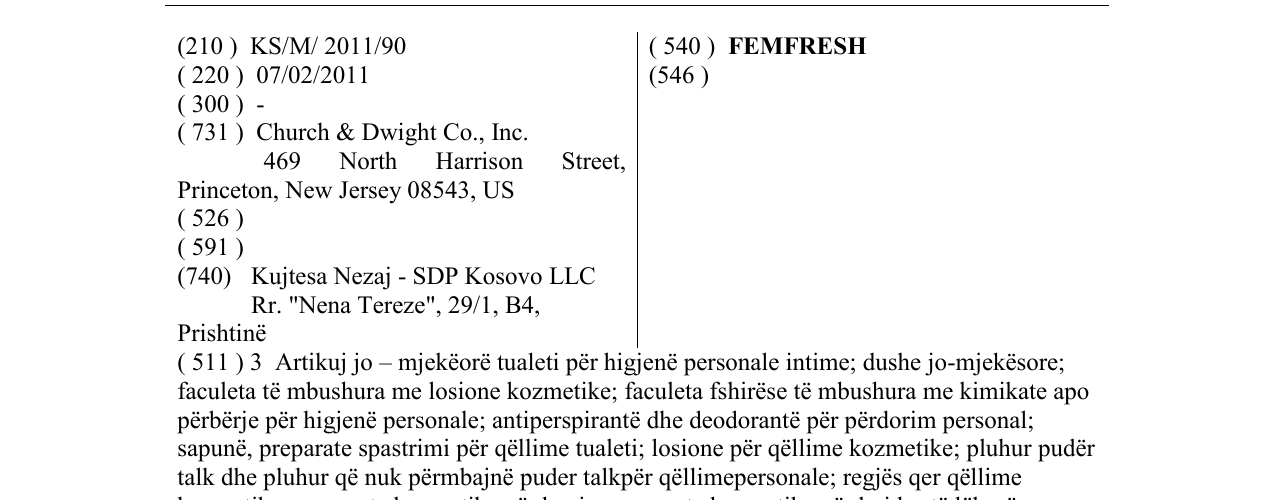 Zëri i markës FEMFRESH në buletin