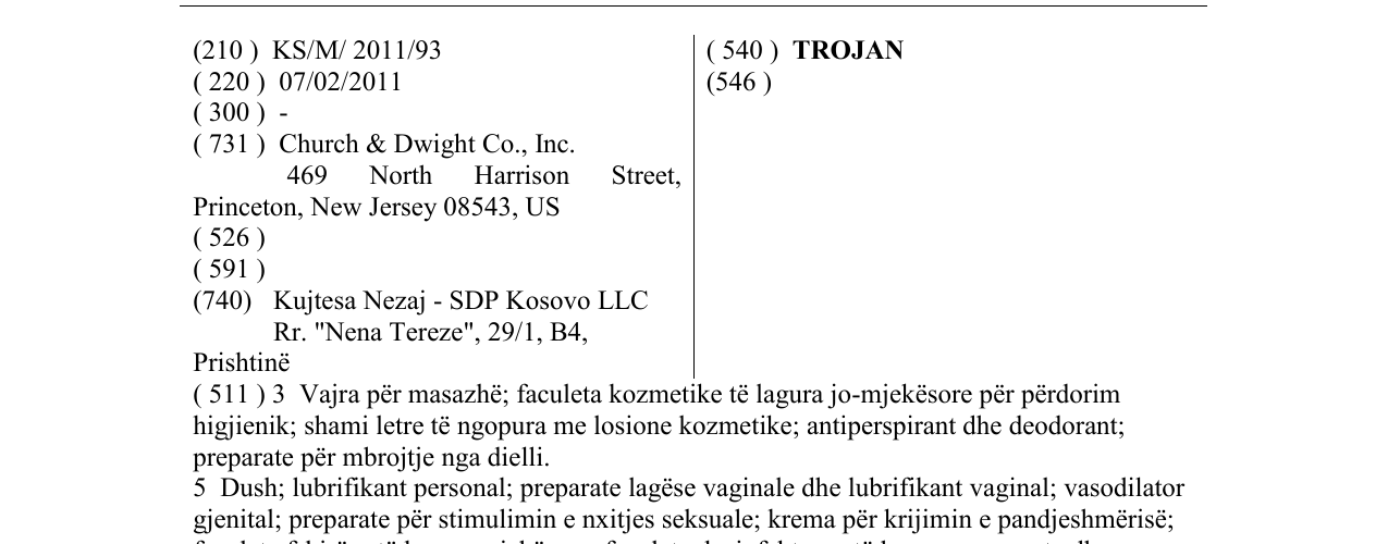 Zëri i markës TROJAN në buletin