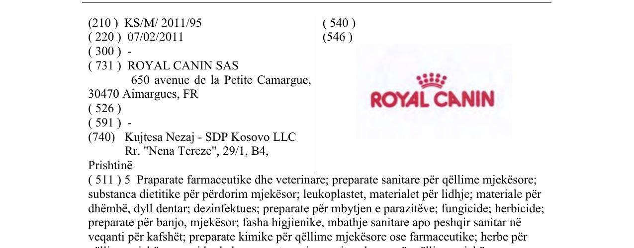 Zëri i markës ROYAL CANIN në buletin