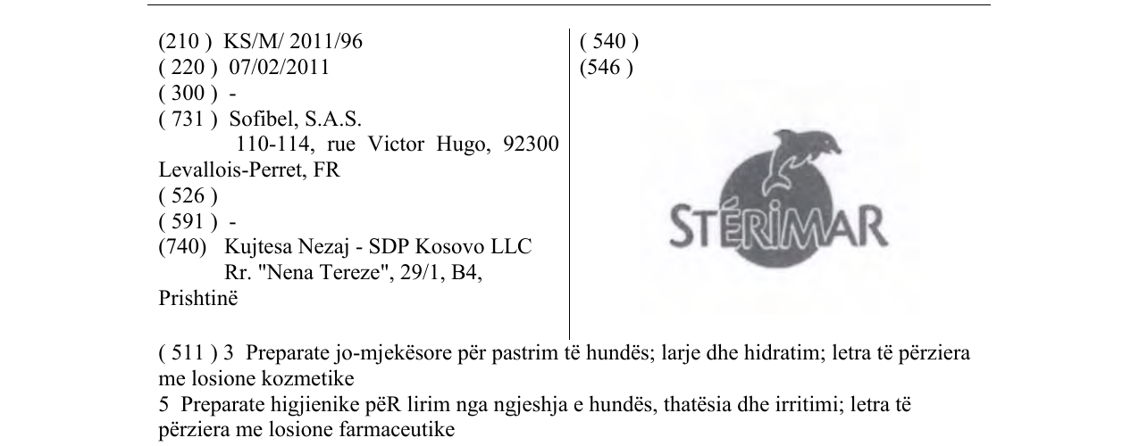Zëri i markës STERIMAR në buletin