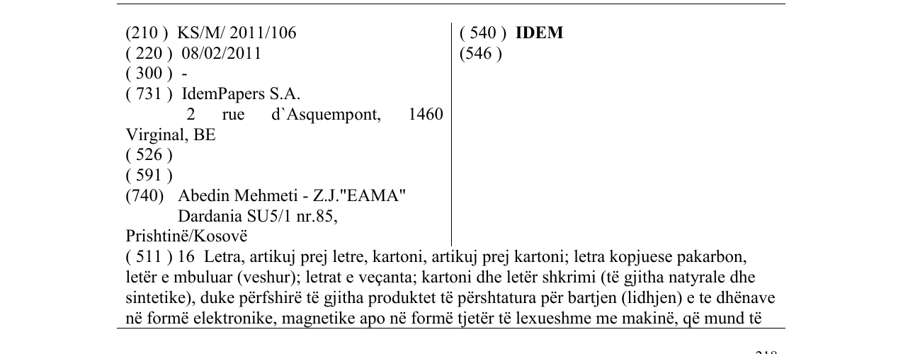 Zëri i markës IDEM në buletin