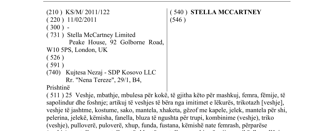 Zëri i markës STELLA MCCARTNEY në buletin