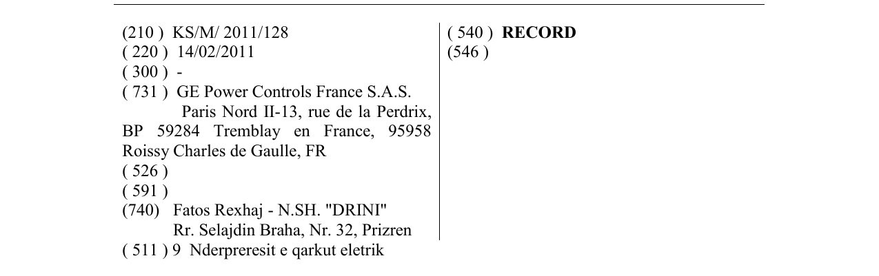 Zëri i markës RECORD në buletin