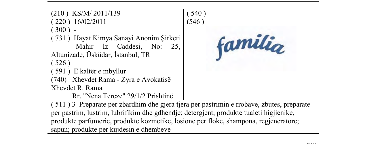 Zëri i markës familia në buletin