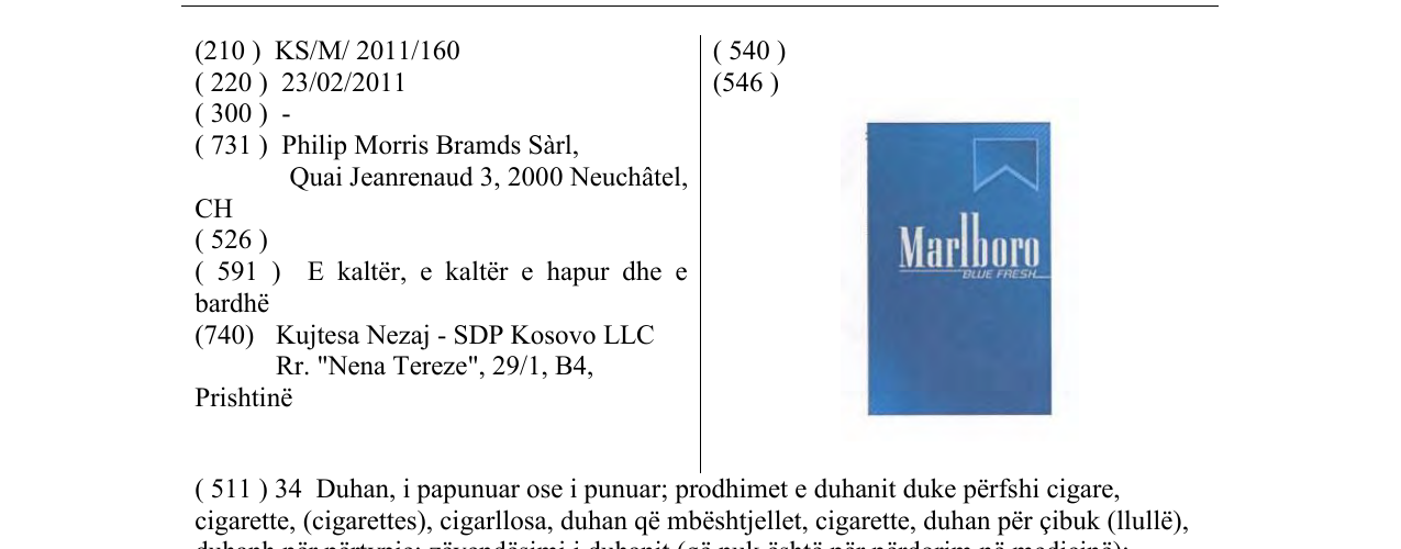 Zëri i markës Marlboro në buletin