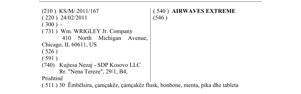 Zëri i markës AIRWAVES EXTREME në buletin