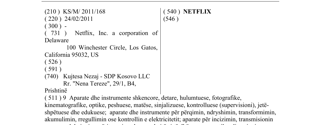 Zëri i markës NETFLIX në buletin