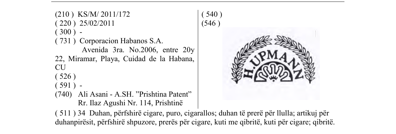 Zëri i markës H.UPMANN në buletin