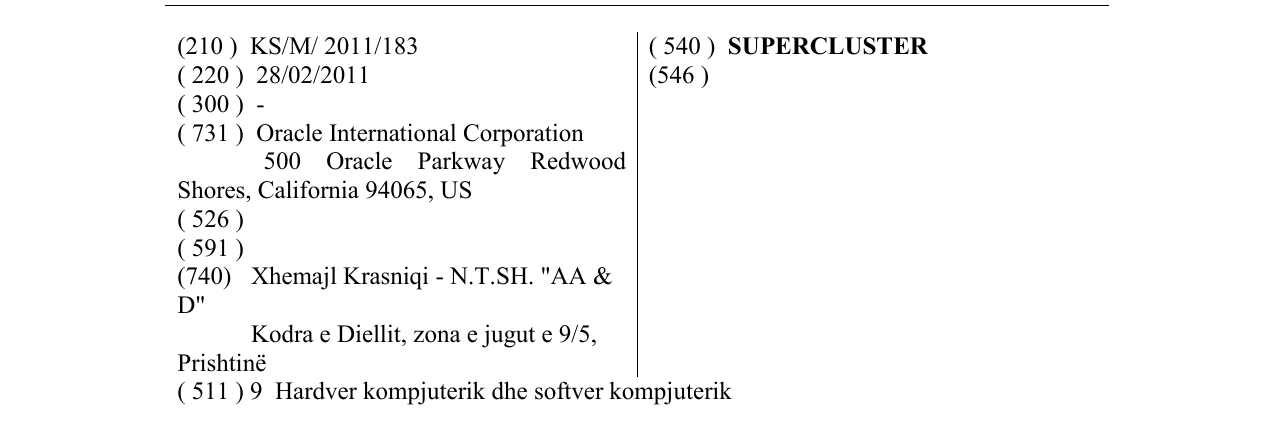 Zëri i markës SUPERCLUSTER në buletin