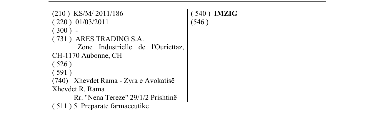 Zëri i markës IMZIG në buletin