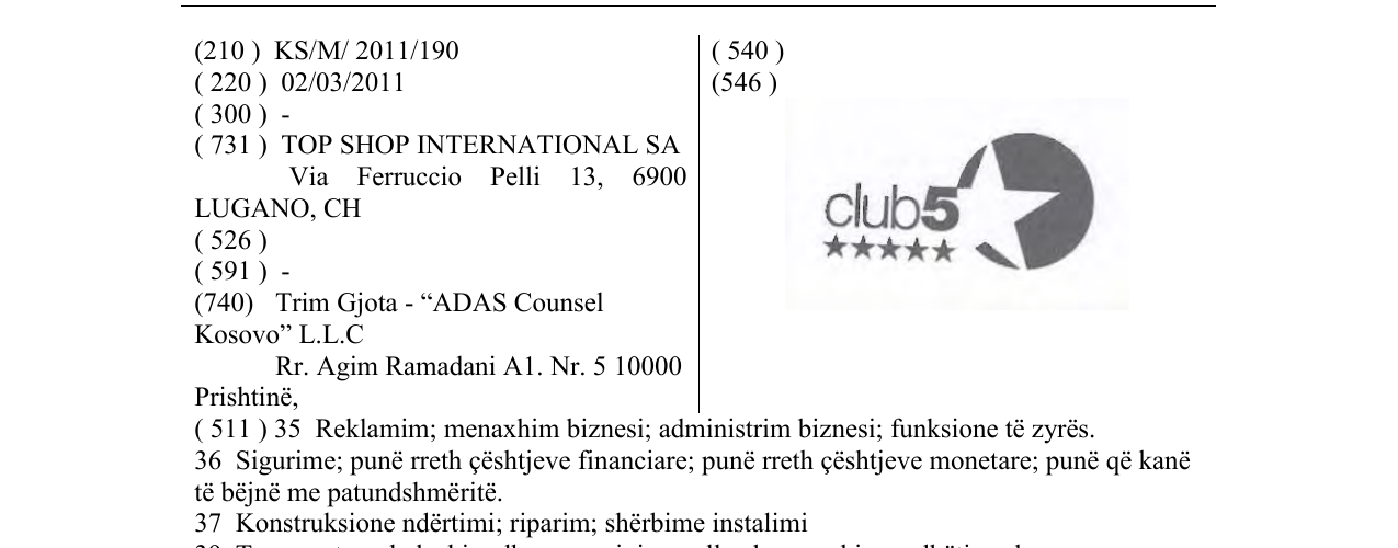 Zëri i markës club5 në buletin