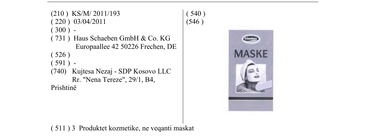 Zëri i markës MASKE në buletin