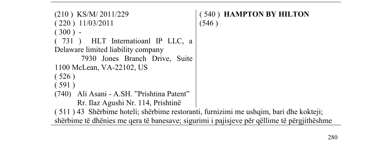 Zëri i markës HAMPTON BY HILTON në buletin