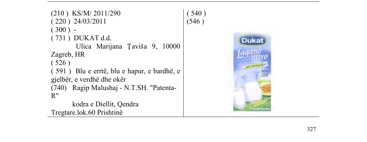 Zëri i markës Dukat Lagano jutro në buletin