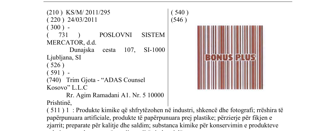 Zëri i markës BONUS PLUS në buletin