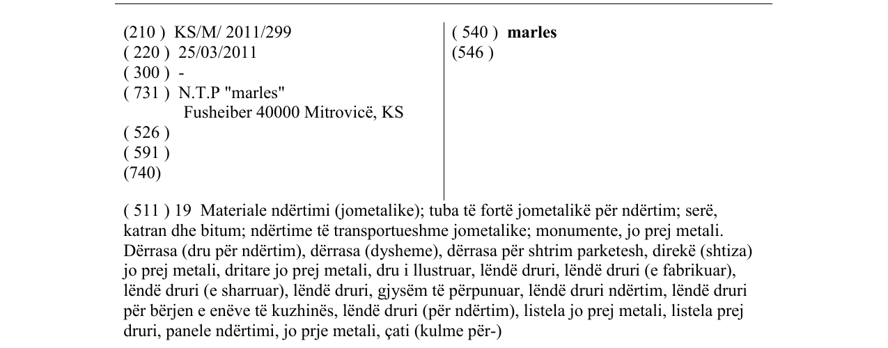 Zëri i markës marles në buletin
