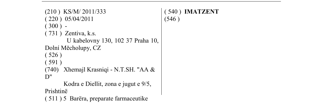 Zëri i markës IMATZENT në buletin