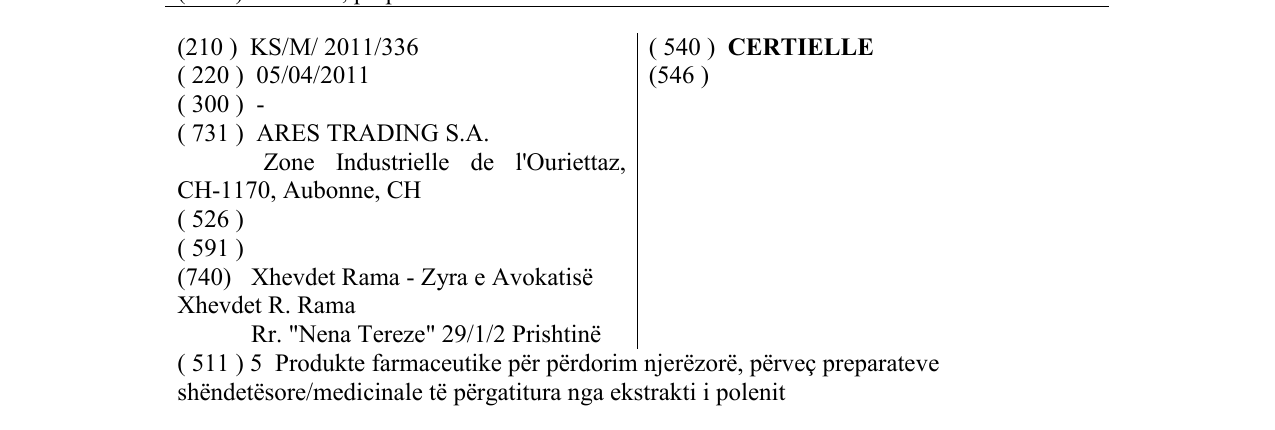 Zëri i markës CERTIELLE në buletin