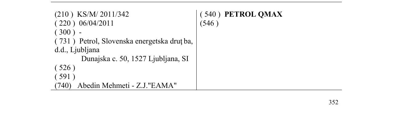 Zëri i markës PETROL QMAX në buletin