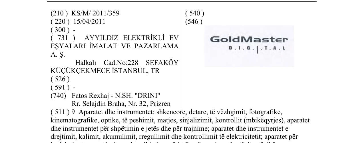 Zëri i markës GoldMaster D.I.G.I.T.A.L në buletin