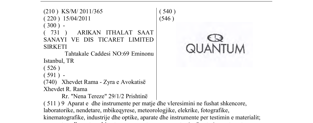 Zëri i markës QUANTUM në buletin