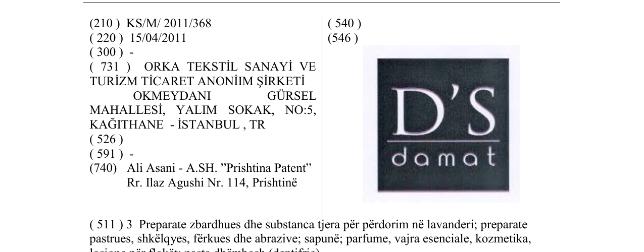 Zëri i markës D'S damat në buletin