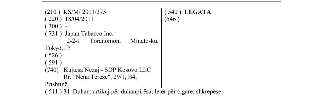 Zëri i markës LEGATA në buletin